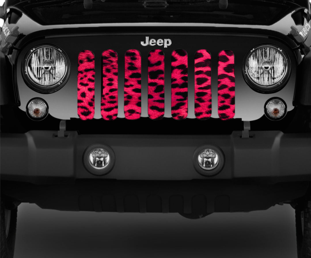 Pink Leopard Cheetah Animal Print Mesh Grille Insert for Jeep