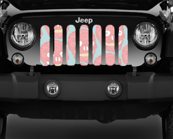 Pink Mandala Sugar Skull Pattern Mesh Grille Insert for Jeep