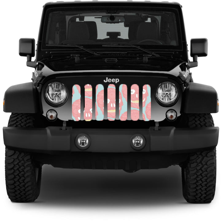 Pink Mandala Sugar Skull Pattern Mesh Grille Insert for Jeep