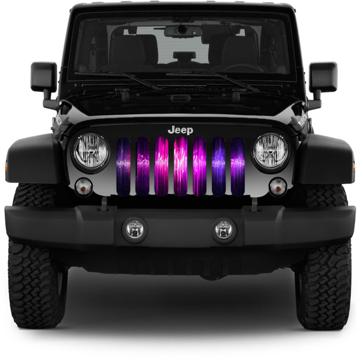 Pink and Purple Electric Waves Grille Insert for Jeep