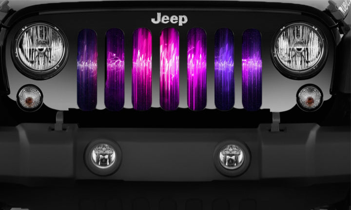 Pink and Purple Electric Waves Grille Insert for Jeep