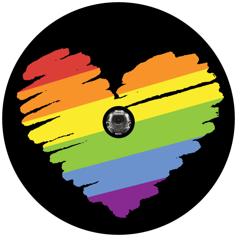 Rainbow Heart Pride Spare Tire Cover for Jeep, RV, Bronco, Camper, Trailer, Van, & More