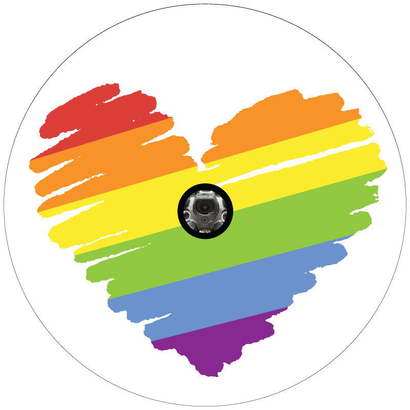 Rainbow Heart Pride Spare Tire Cover for Jeep, RV, Bronco, Camper, Trailer, Van, & More