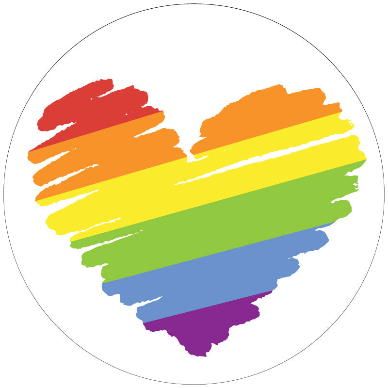 Rainbow Heart Pride Spare Tire Cover for Jeep, RV, Bronco, Camper, Trailer, Van, & More