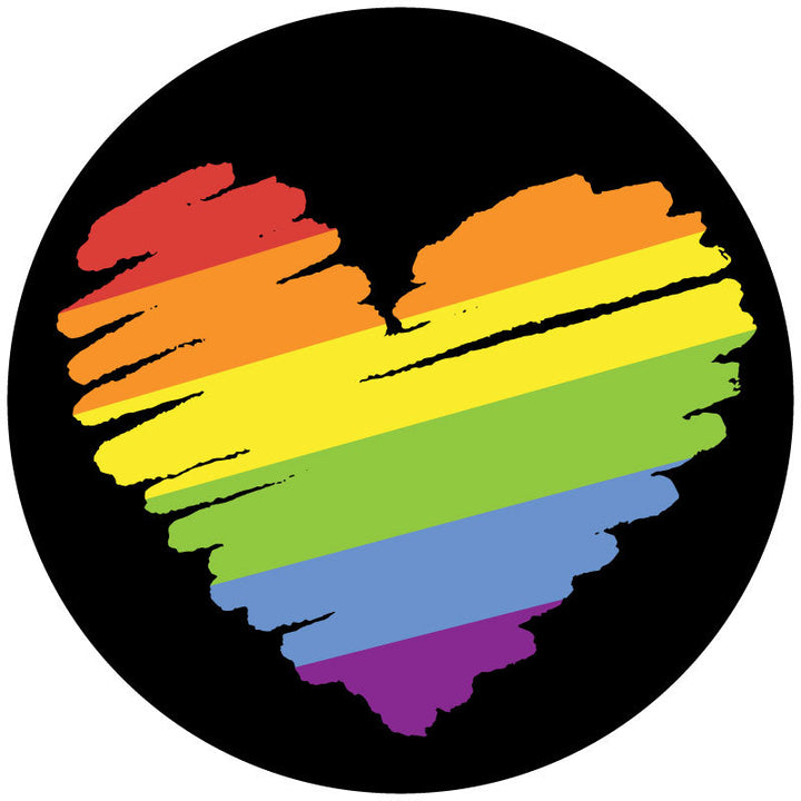 Rainbow Heart Pride Spare Tire Cover for Jeep, RV, Bronco, Camper, Trailer, Van, & More