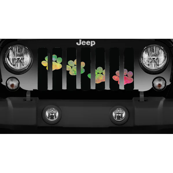 Puppy Paw Prints Tie Dye Jeep Grille Insert