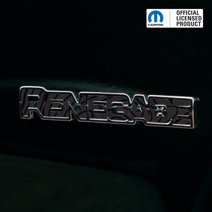 RENEGADE Door Emblem Overlay Decals – Black on Black Topo | Fits 2015–2024 Jeep Renegade