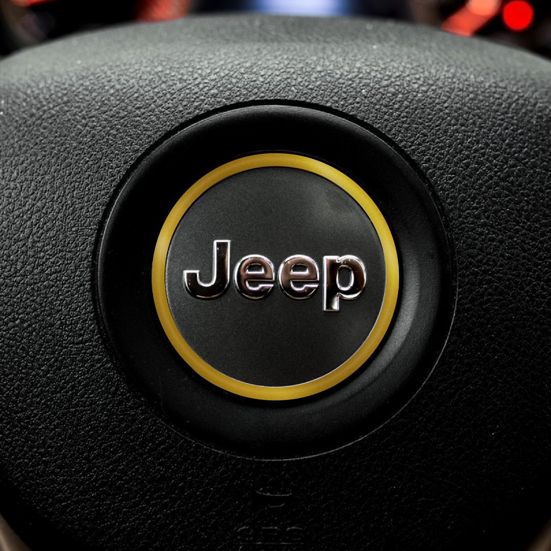 Center Ring Steering Wheel Vinyl Overlay Cover for Jeep | Fits Jeep Models | 2011-2022 Grand Cherokee WK2 | 392 Metallic Gold | | Decal