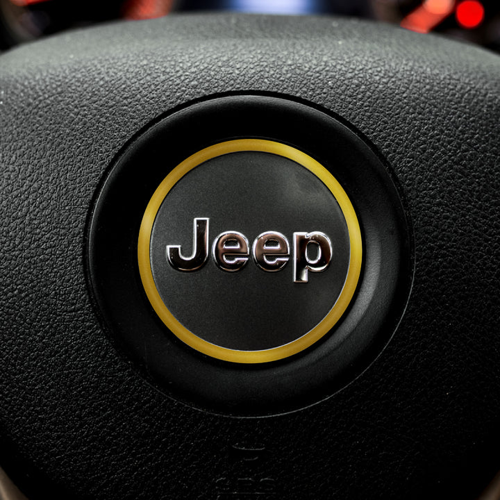 Center Ring Steering Wheel Vinyl Overlay Cover for Jeep | Fits Jeep Models | 2011-2022 Grand Cherokee WK2 | 392 Metallic Gold | | Decal