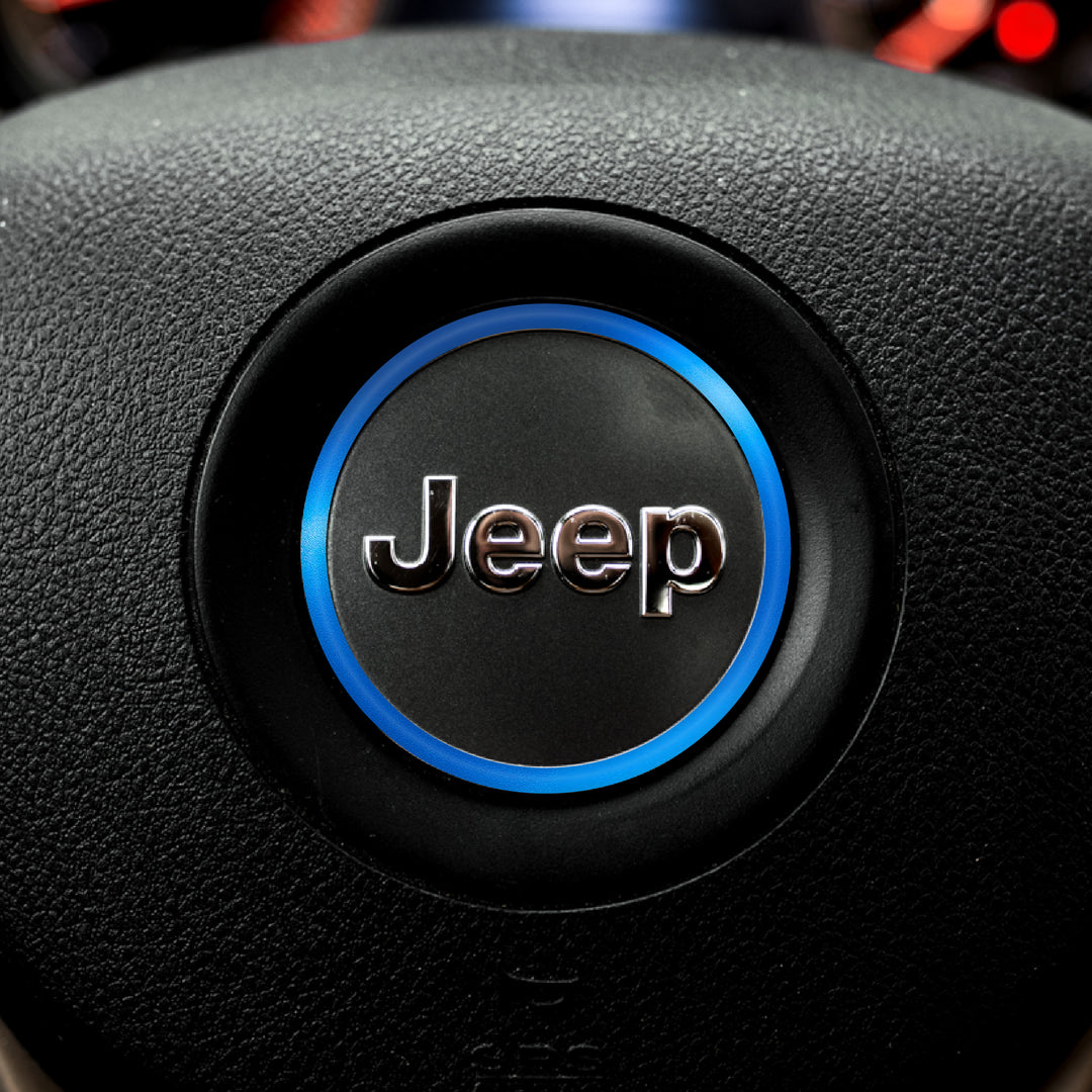 Center Ring Steering Wheel Vinyl Overlay Cover for Jeep | Fits Jeep Models | 2011-2022 Grand Cherokee WK2 | 4xe Metallic Blue | | Decal