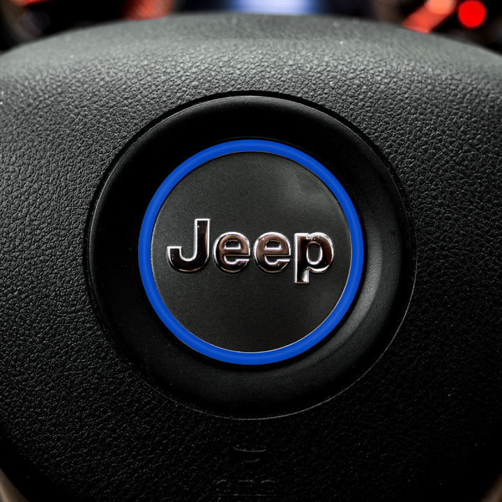 Center Ring Steering Wheel Vinyl Overlay Cover for Jeep | Fits Jeep Models | 2011-2021 Compass | Blue | | Decal