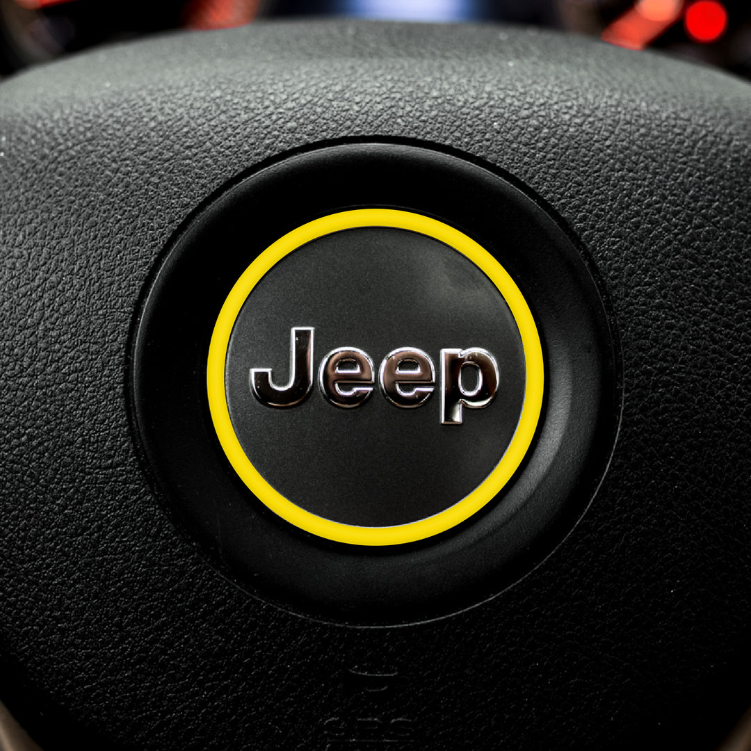 Center Ring Steering Wheel Vinyl Overlay Cover for Jeep | Fits Jeep Models | 2011-2021 Compass | Brimstone Yellow | | Decal