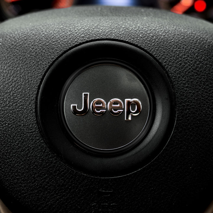 Center Ring Steering Wheel Vinyl Overlay Cover for Jeep | Fits Jeep Models | 2011-2021 Compass | Gloss Black | | Decal