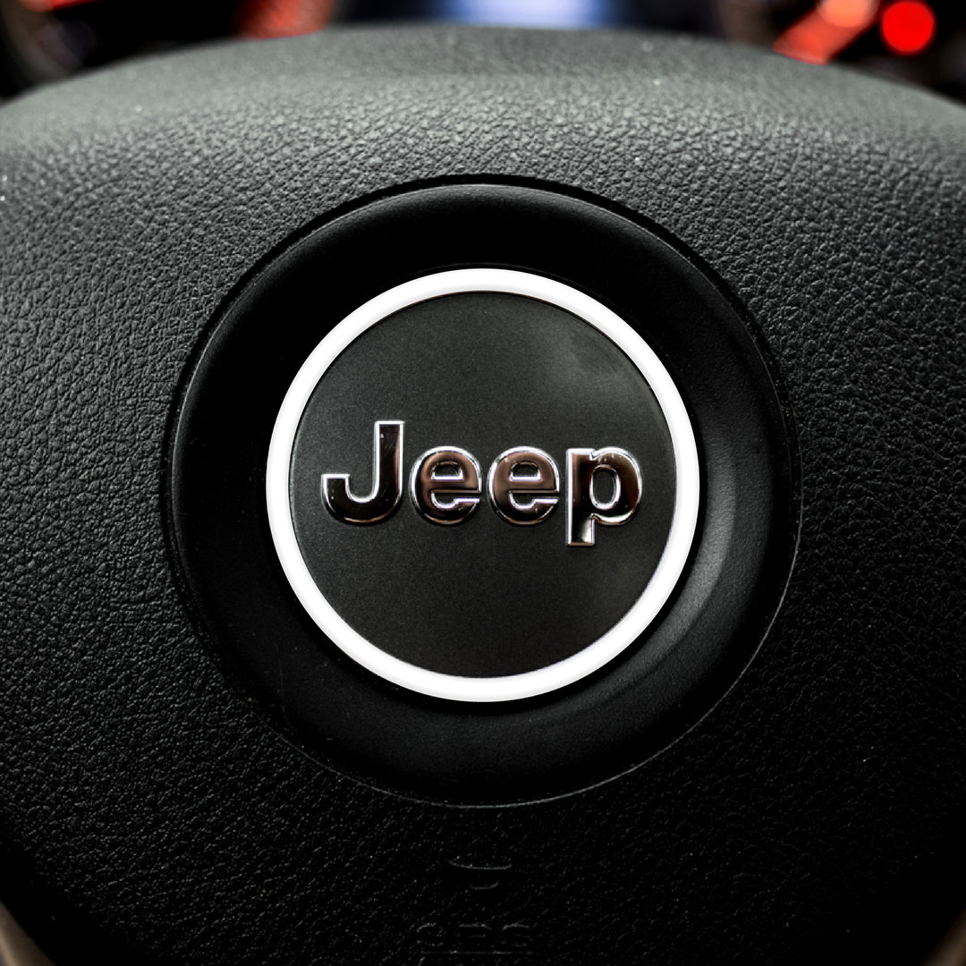 Center Ring Steering Wheel Vinyl Overlay Cover for Jeep | Fits Jeep Models | 2011-2021 Compass | Gloss White | | Decal