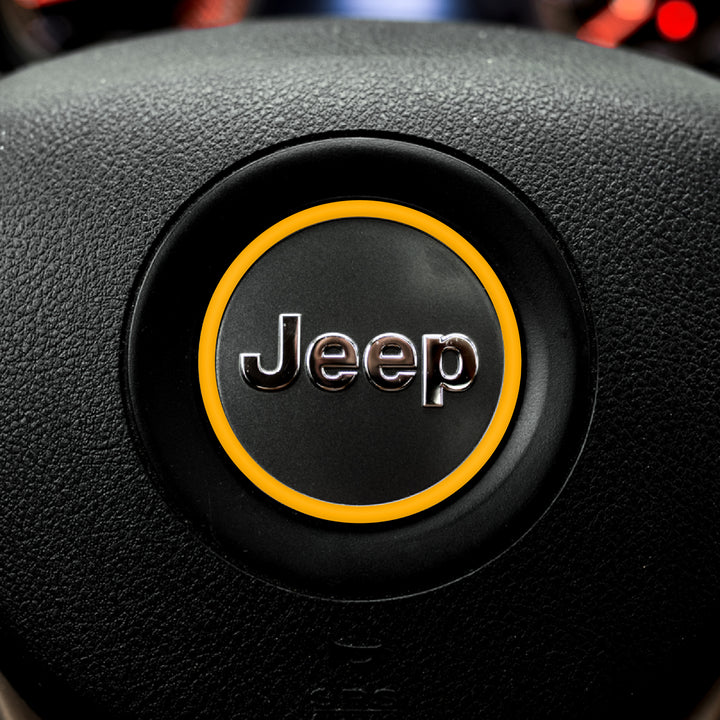 Center Ring Steering Wheel Vinyl Overlay Cover for Jeep | Fits Jeep Models | 2011-2021 Compass | Golden Yellow | | Decal