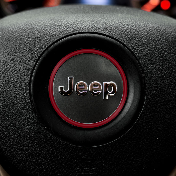 Center Ring Steering Wheel Vinyl Overlay Cover for Jeep | Fits Jeep Models | 2011-2021 Compass | Maroon | | Decal