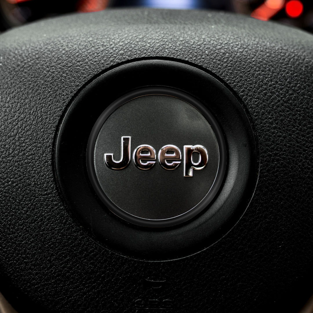 Center Ring Steering Wheel Vinyl Overlay Cover for Jeep | Fits Jeep Models | 2011-2021 Compass | Matte Black | | Decal