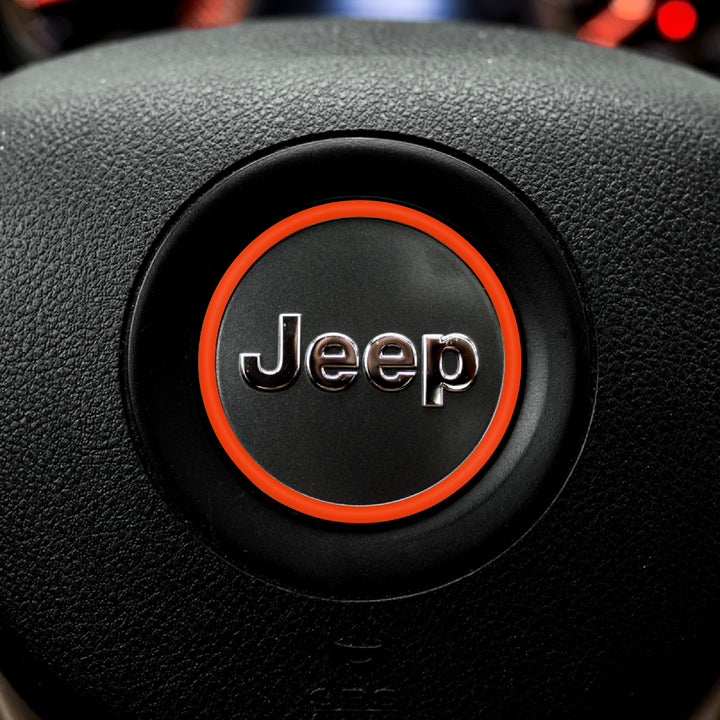 Center Ring Steering Wheel Vinyl Overlay Cover for Jeep | Fits Jeep Models | 2011-2021 Compass | Orange | | Decal