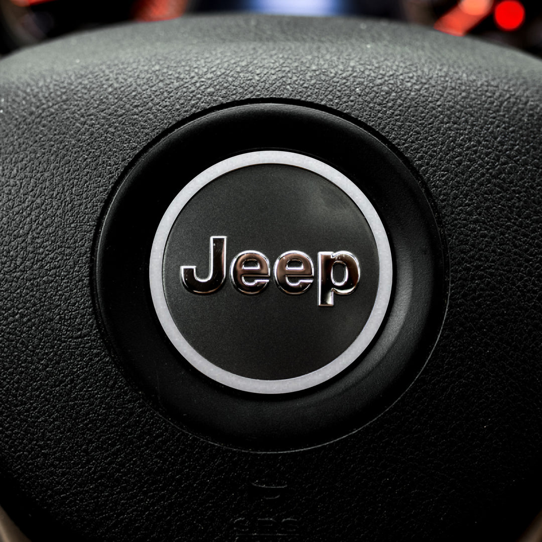 Center Ring Steering Wheel Vinyl Overlay Cover for Jeep | Fits Jeep Models | 2011-2022 Grand Cherokee WK2 | Silver Metallic | | Decal