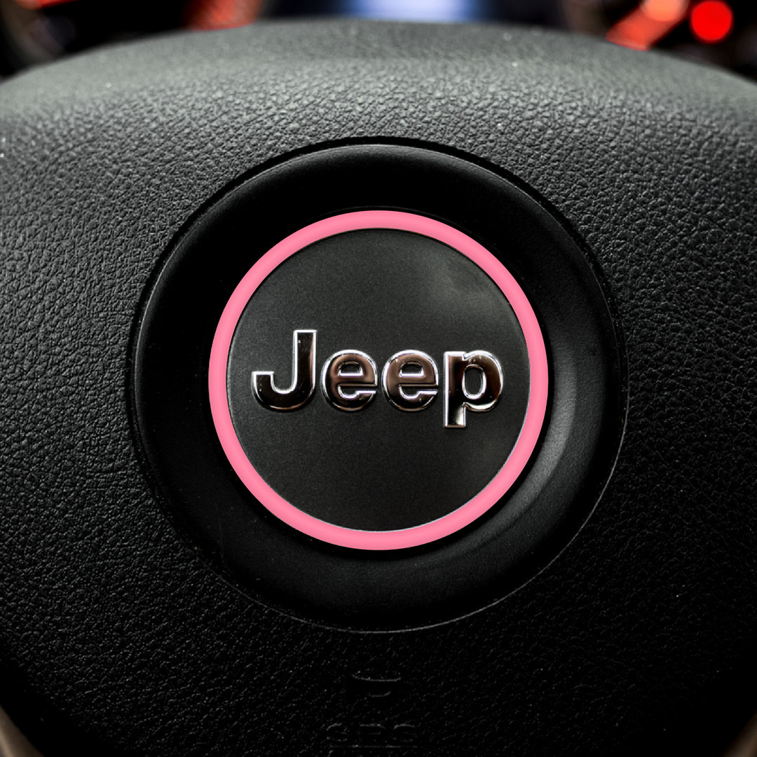 Center Ring Steering Wheel Vinyl Overlay Cover for Jeep | Fits Jeep Models | 2011-2021 Compass | Soft Pink | | Decal