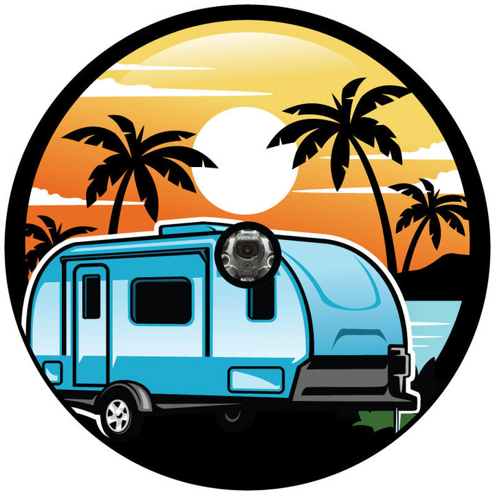 Scenic Beachside Tropical Camper Spare Tire Cover for RV Trailers