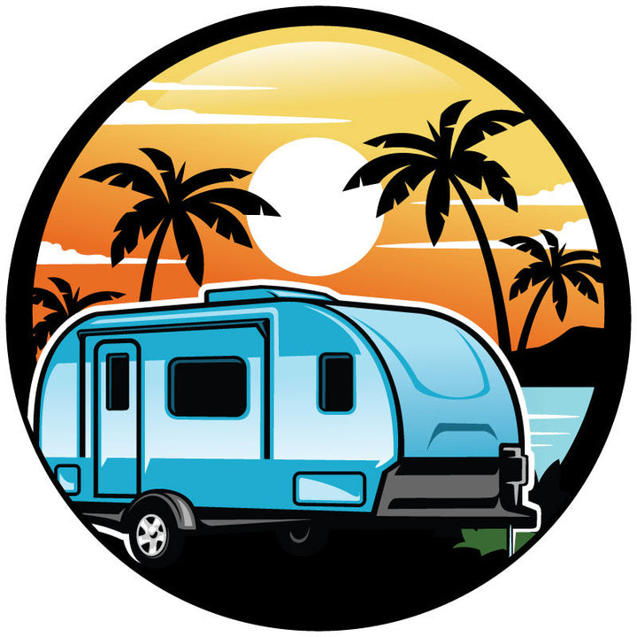 Scenic Beachside Tropical Camper Spare Tire Cover for RV Trailers