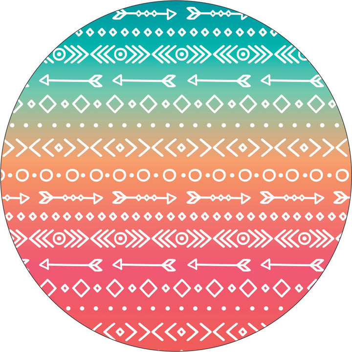 Aztec & Arrow Print on Pastel Ombré Spare Tire Cover for Jeep, Bronco, RV, Camper & More