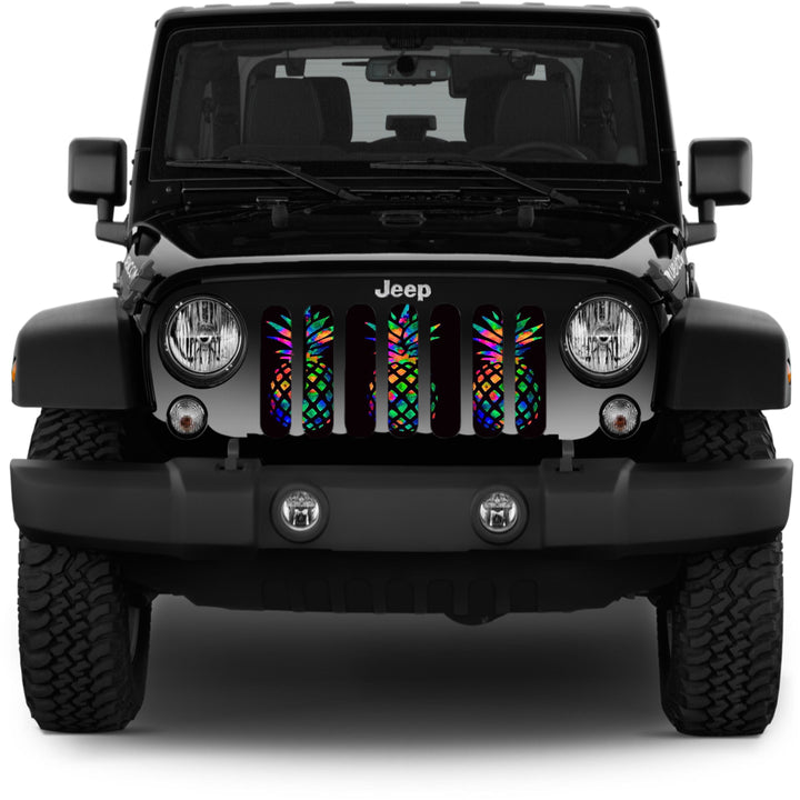 Neon Bright Colored Pineapples Mesh Grille Insert for Jeeps