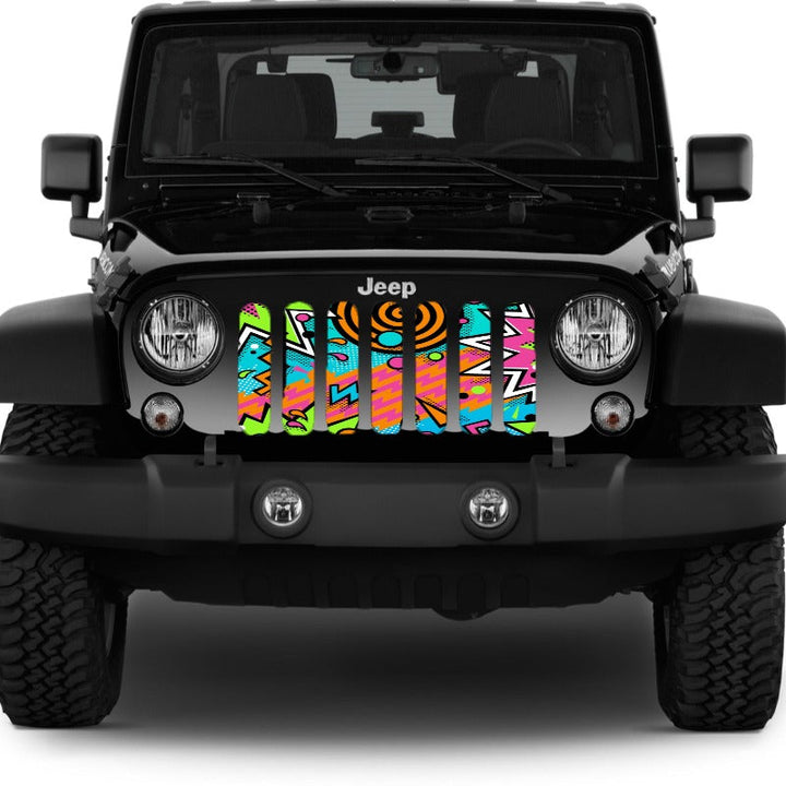 Retro Funky Colorful Geo-Shapes Grille Insert for Jeep