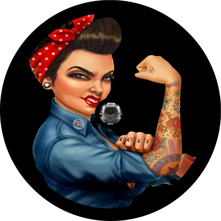 Rosie the Riveter Spare Tire Cover in Any Color | Made to Order Precision Fit