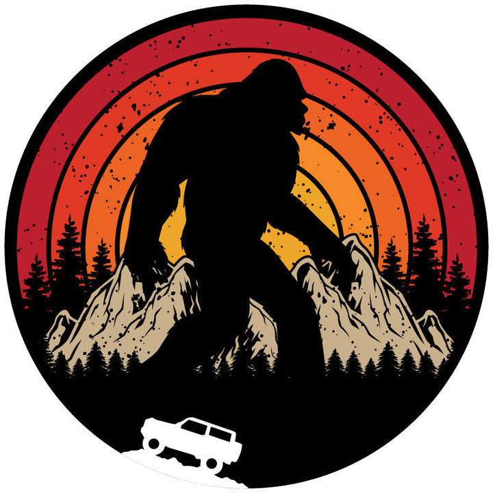 Vintage Retro Sasquatch & Bronco Spare Tire Cover