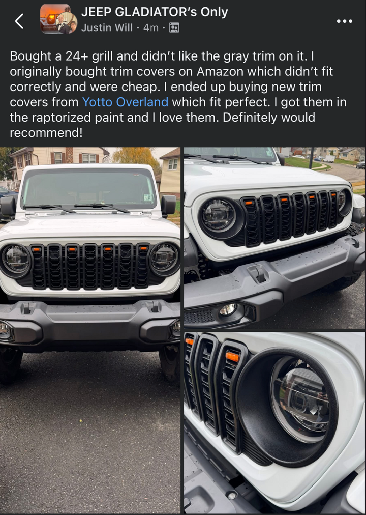 Blackout Insert Covers fits JL/JT 24+ Grille * Silver Delete