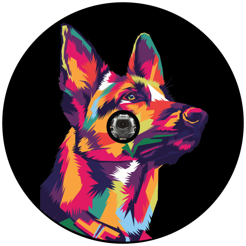 Pop Art German Shepherd, Belgian Malinois, Spare Tire Cover for Jeep, Van, Bronco, RV