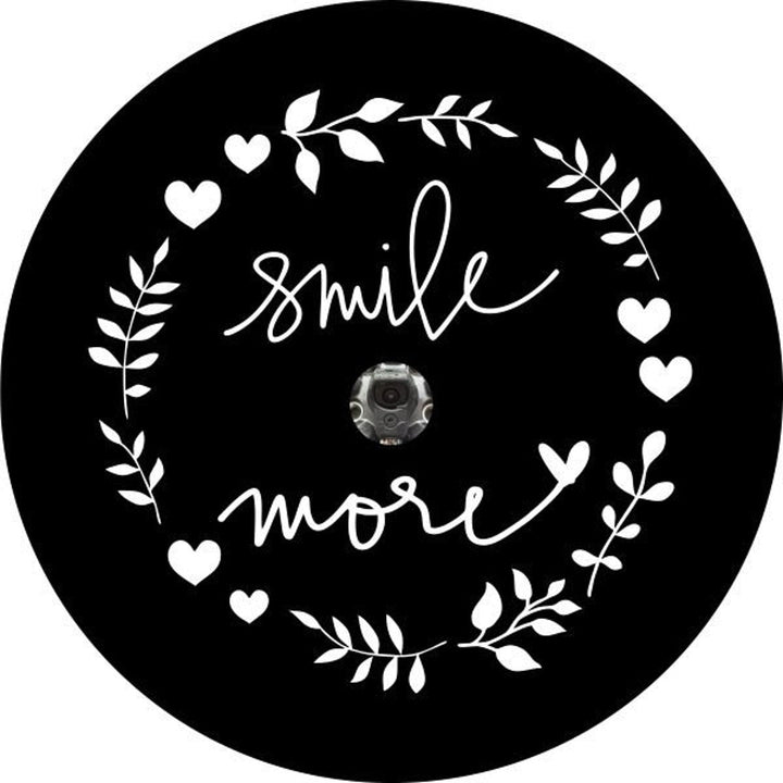 Smile More Floral Wreath Spare Tire Cover