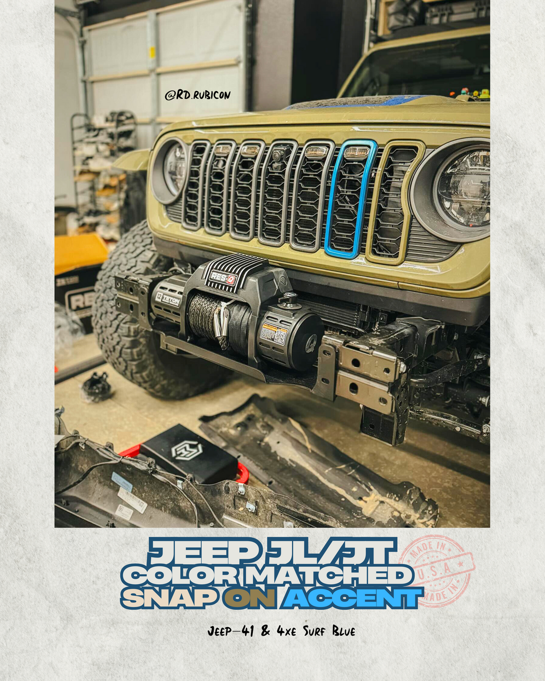Painted "Snap On" Accent Cover fits *24-26 Updated Jeep JL JT Grille