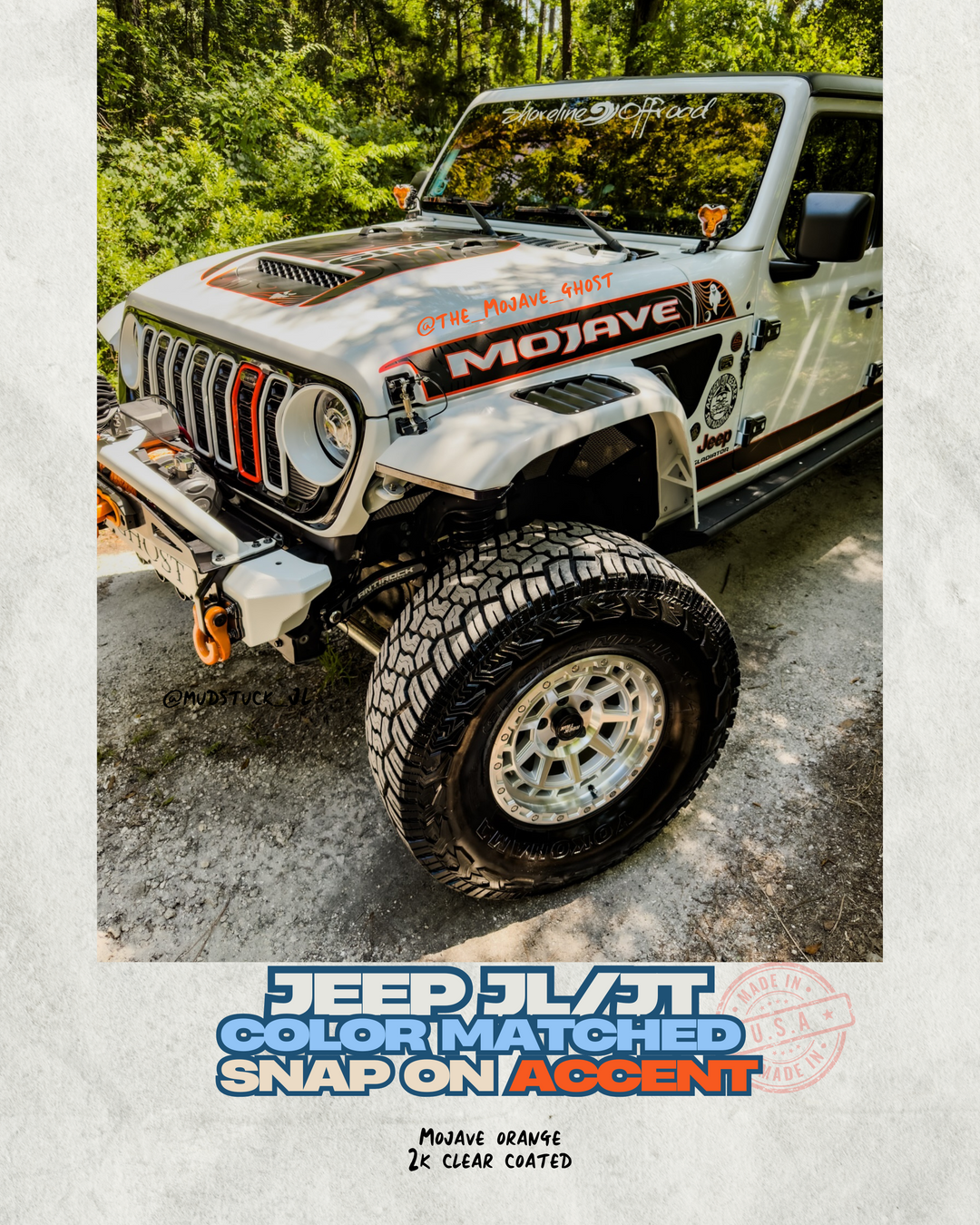 Painted "Snap On" Accent Cover fits *24-26 Updated Jeep JL JT Grille