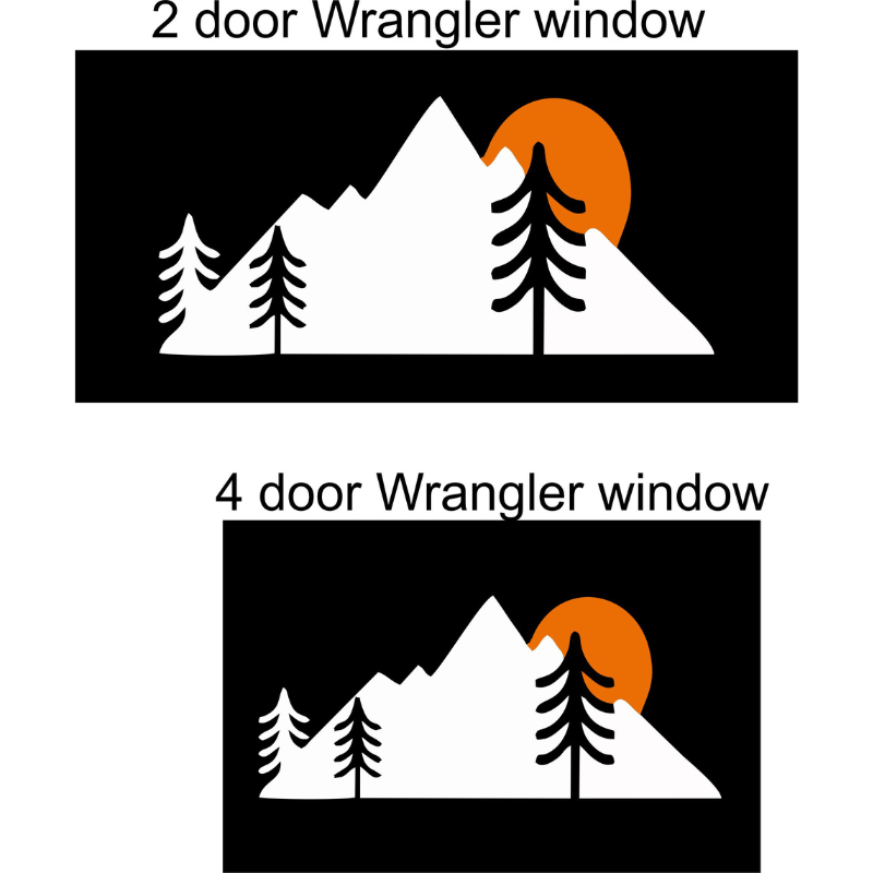 Sunset on the Mountain Window Cling for Jeep Wrangler Window Decal Sticker Accessory 4 & 2-door