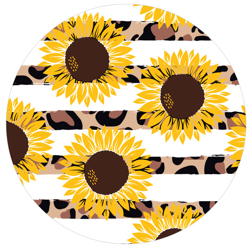 Sunflowers & Cheetah/Leopard Animal Print Stripes Spare Tire Cover