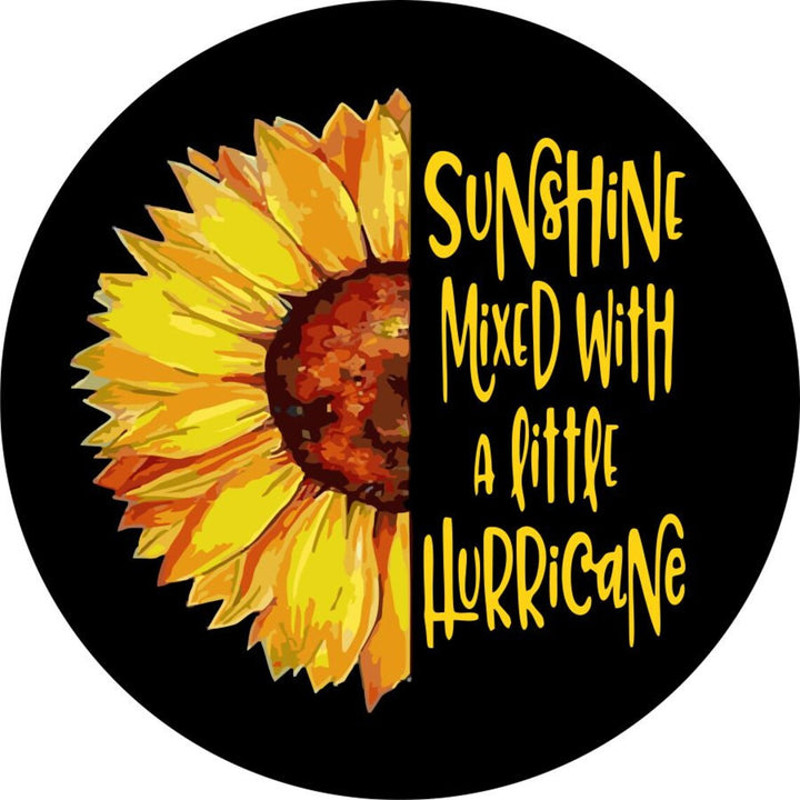 Sunshine Mixed with a Little Hurricane Sunflower Spare Tire Cover for Jeep, Bronco, Camper, RV, & More