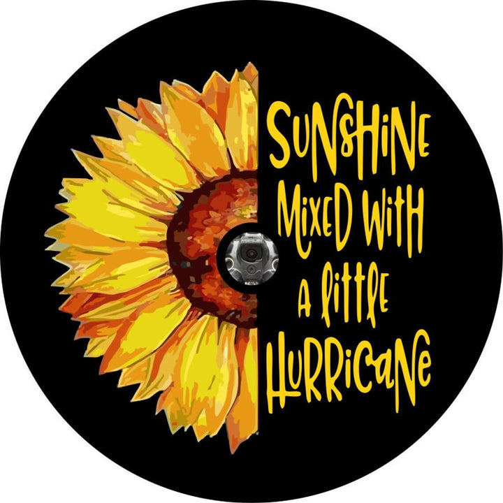 Sunshine Mixed with a Little Hurricane Sunflower Spare Tire Cover for Jeep, Bronco, Camper, RV, & More