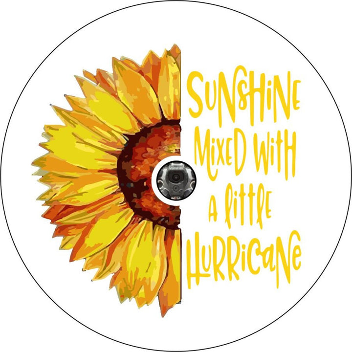 Sunshine Mixed with a Little Hurricane Sunflower Spare Tire Cover for Jeep, Bronco, Camper, RV, & More