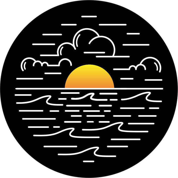 Simple Bright Sunset on The Water Spare Tire Cover Design for Jeep, RV, Bronco, Camper, Van