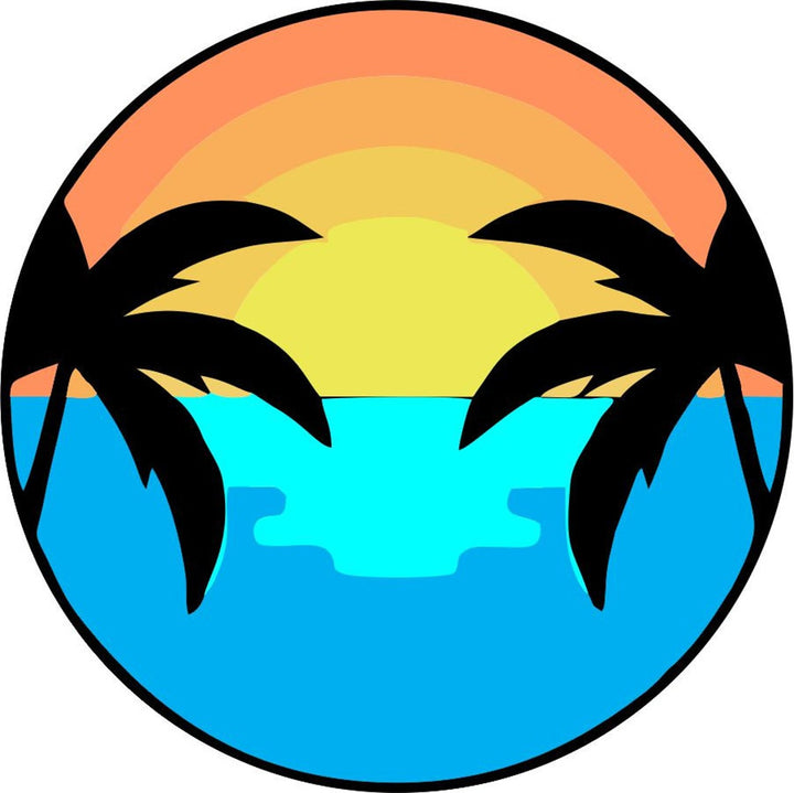 Sunset on the Water & Palm Trees Spare Tire Cover for Jeeps, Bronco, Campers, Vans & More