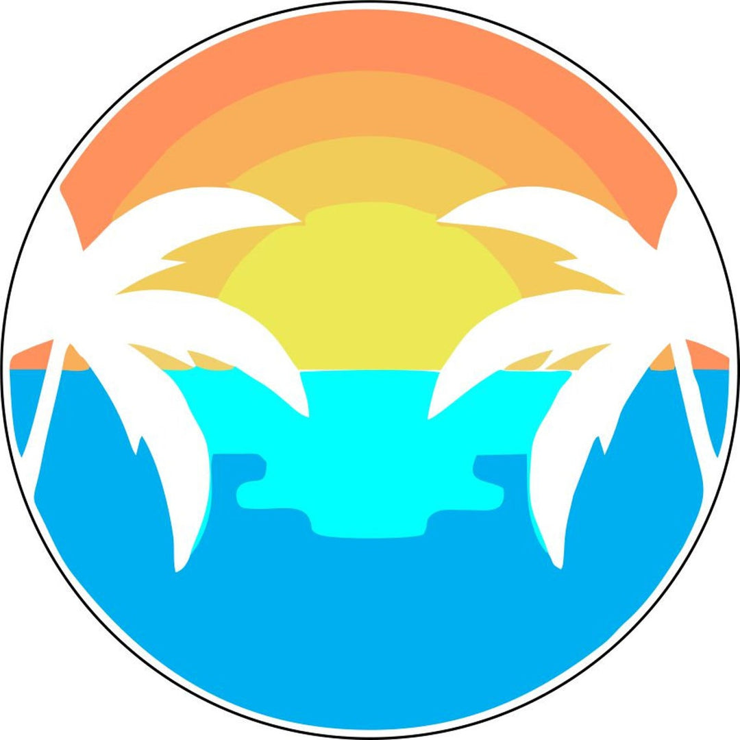 Sunset on the Water & Palm Trees Spare Tire Cover for Jeeps, Bronco, Campers, Vans & More