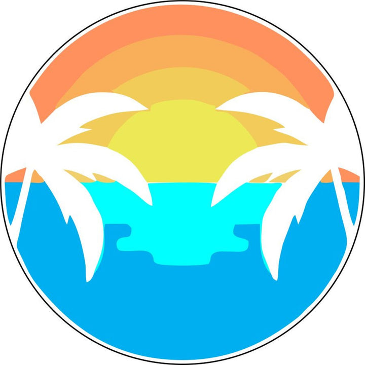 Sunset on the Water & Palm Trees Spare Tire Cover for Jeeps, Bronco, Campers, Vans & More