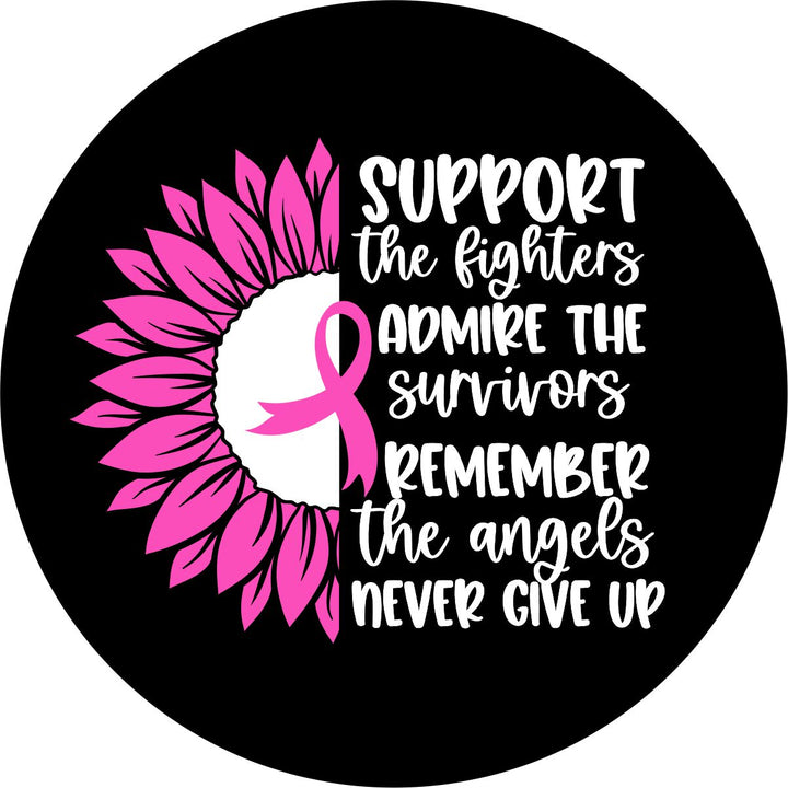 Support the Fighters Sunflower Breast Cancer Spare Tire Cover