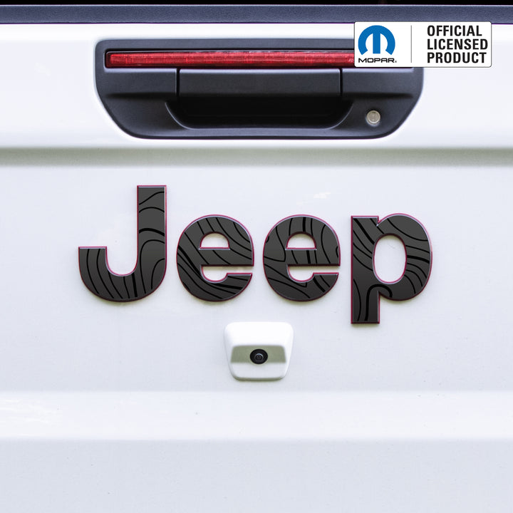 Jeep Emblem Overlay Decals – Black on Black Topo | Fits 2020+ Jeep Gladiator
