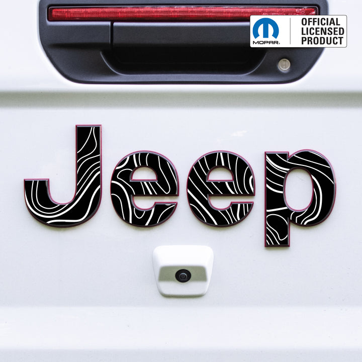 JEEP Gladiator Emblem Overlay Decal Set – Topographical Map Print | Fits 2020+ Gladiator JT