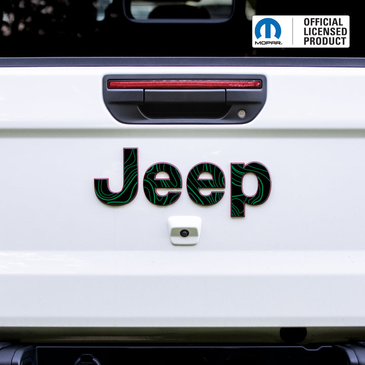 JEEP Gladiator Emblem Overlay Decal Set – Topographical Map Print | Fits 2020+ Gladiator JT