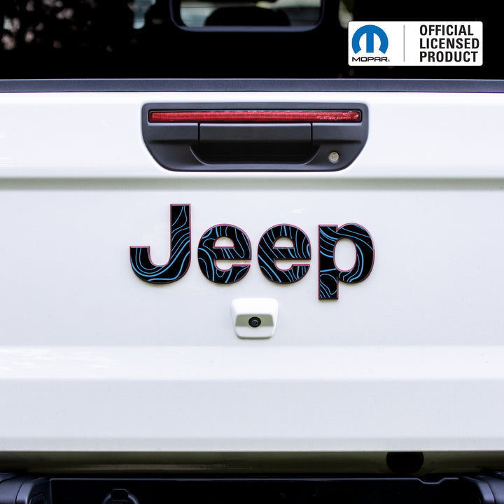 JEEP Gladiator Emblem Overlay Decal Set – Topographical Map Print | Fits 2020+ Gladiator JT